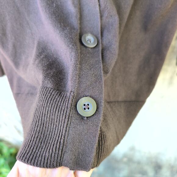 Eddie Bauer Cotton & Cashmere Button Down Sweater Men's Large Chocolate Brown - Picture 4 of 8